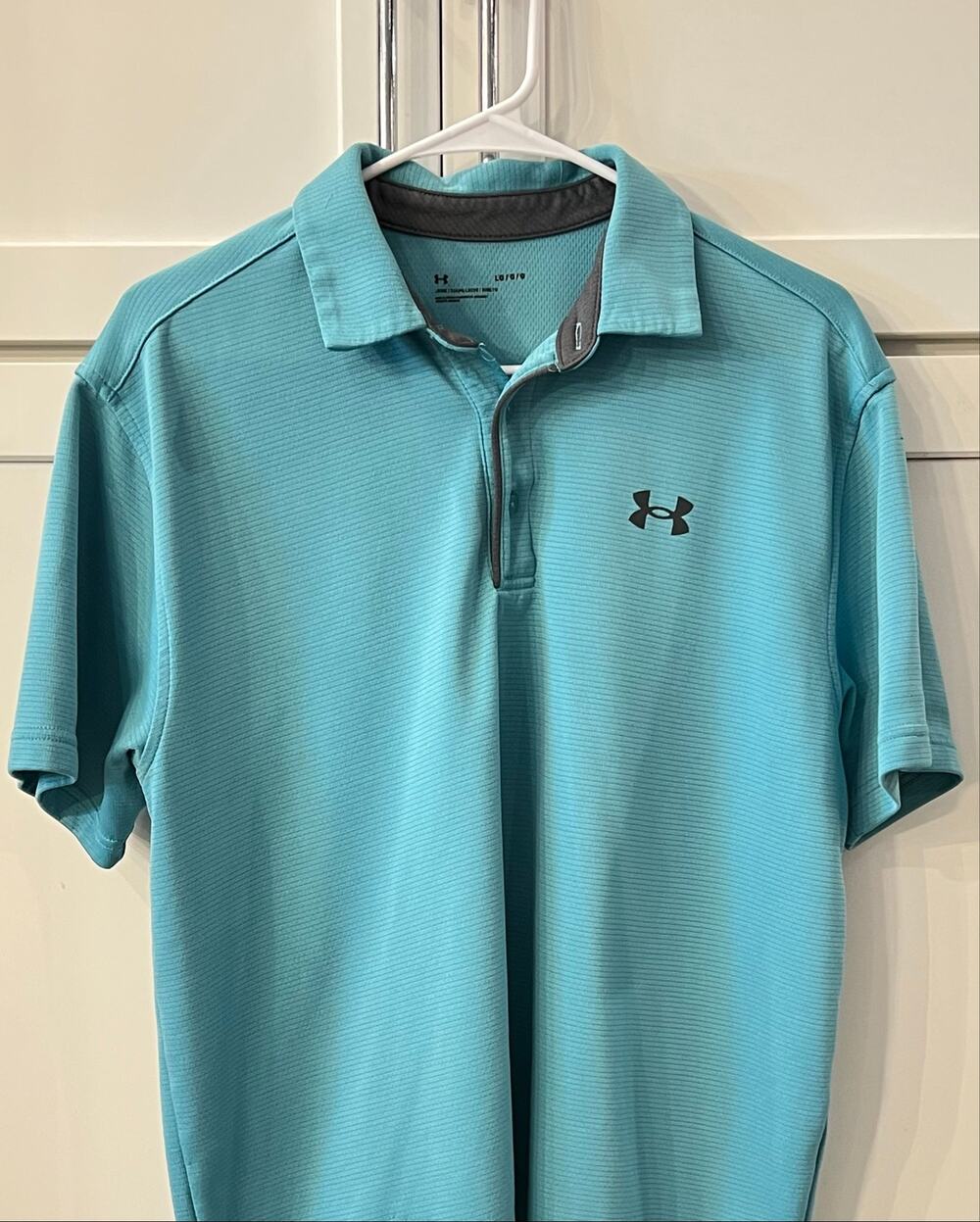 Under Armour Mens Shirt Polo L Loose Blue Performance Moisture Wicking Flexible